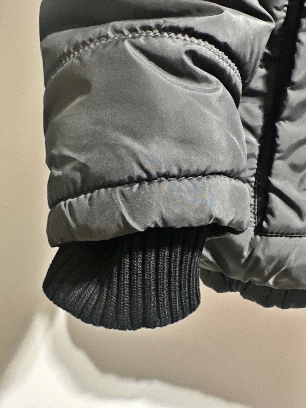 Calvin Klein Kids Gray Puffer Jacket with Red Hood Lining